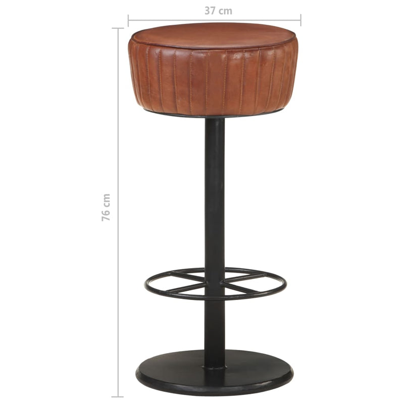 Bar Stool Brown Real Leather