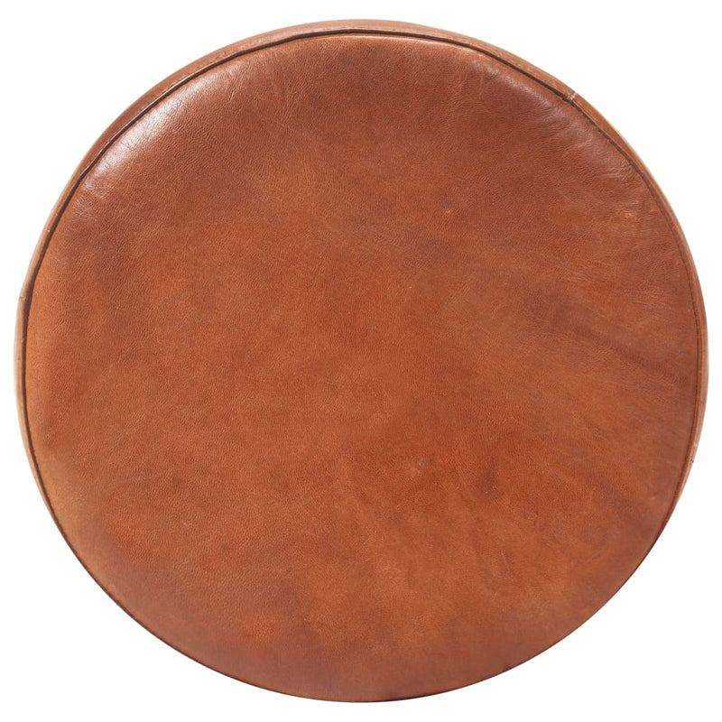 Bar Stools 2 pcs Brown Real Leather