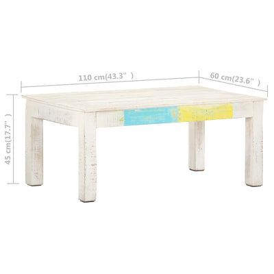 Coffee Table White 110x60x45 cm Solid Mango Wood