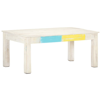 Coffee Table White 110x60x45 cm Solid Mango Wood