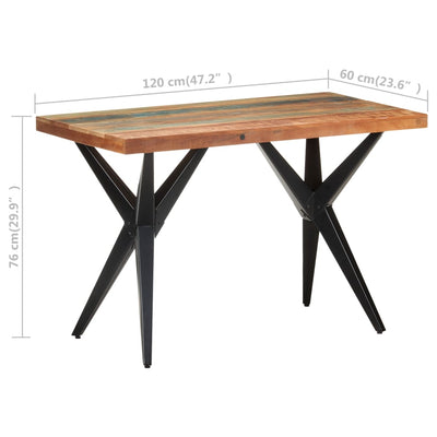 Dining Table 120x60x76 cm Solid Reclaimed Wood