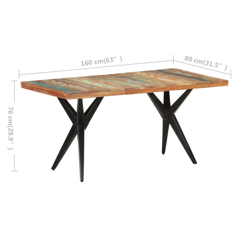 Dining Table 160x80x76 cm Solid Reclaimed Wood