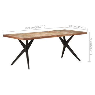 Dining Table 200x90x76 cm Solid Reclaimed Wood