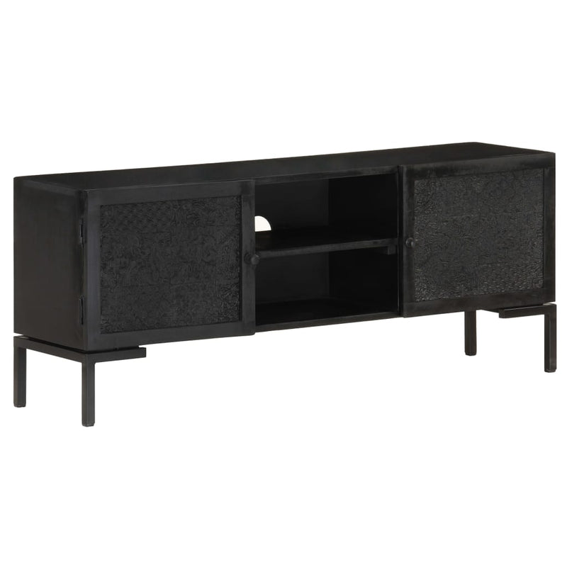 TV Cabinet Black 115x30x46 cm Solid Mango Wood