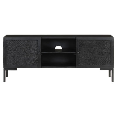 TV Cabinet Black 115x30x46 cm Solid Mango Wood