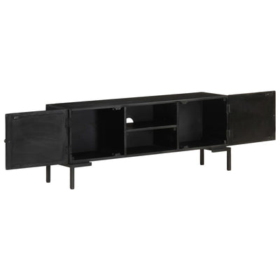 TV Cabinet Black 115x30x46 cm Solid Mango Wood