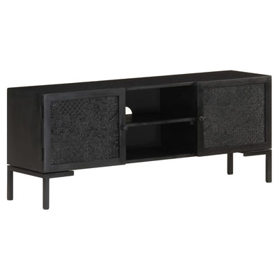 TV Cabinet Black 115x30x46 cm Solid Mango Wood