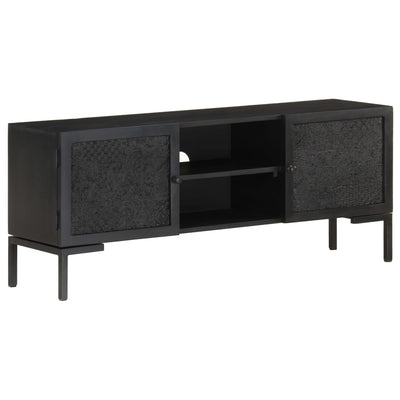 TV Cabinet Black 115x30x46 cm Solid Mango Wood