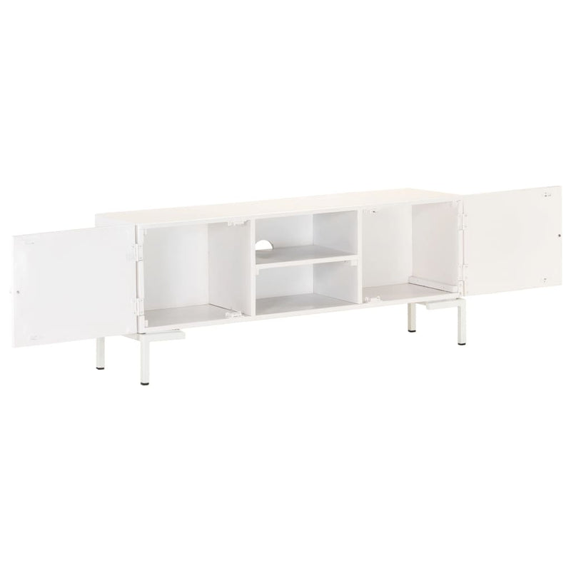 TV Cabinet White 115x30x46 cm Solid Mango Wood