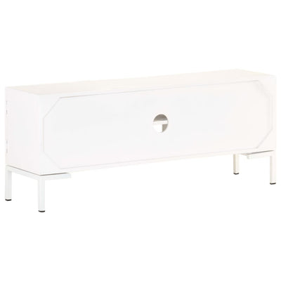 TV Cabinet White 115x30x46 cm Solid Mango Wood