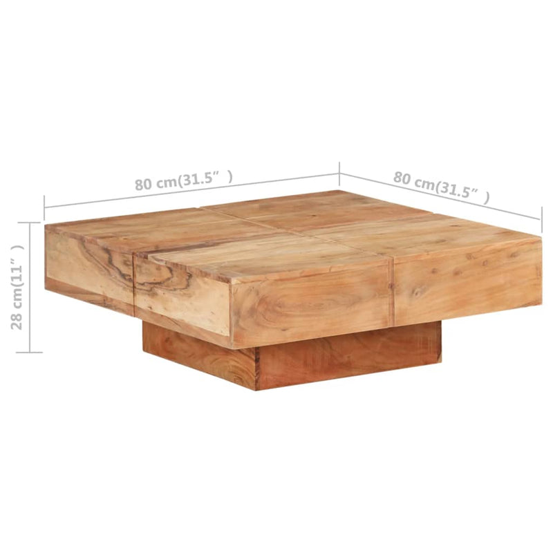 Coffee Table 80x80x28 cm Solid Acacia Wood