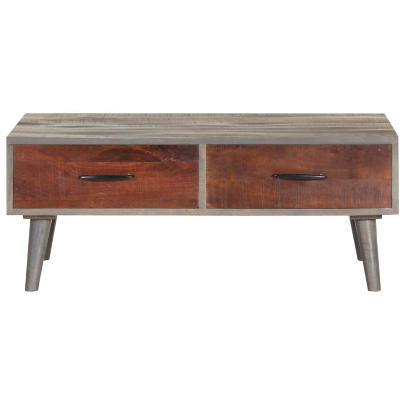 Coffee Table Grey 100x60x40 cm Solid Rough Mango Wood