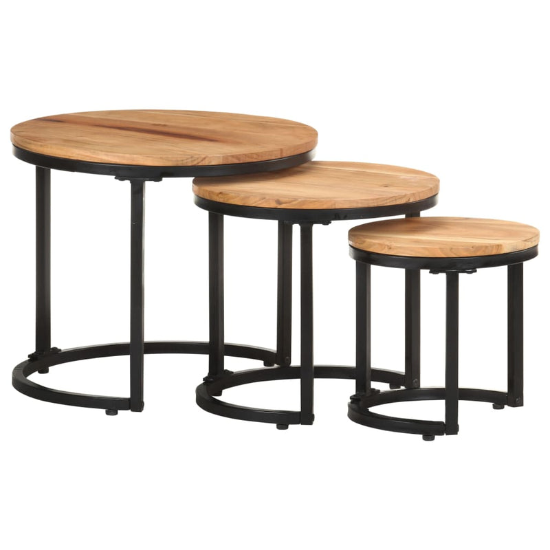 Side Tables 3 pcs Solid Acacia Wood