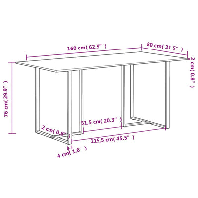 Dining Table 160 cm Solid Reclaimed Wood