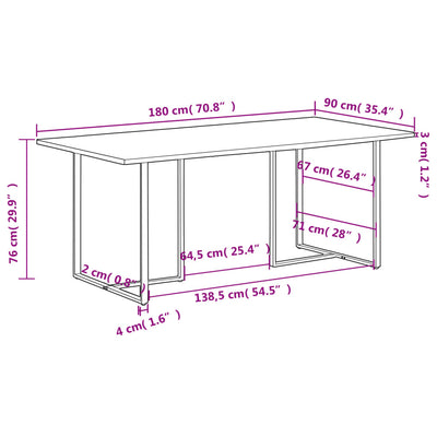 Dining Table 180 cm Solid Reclaimed Wood