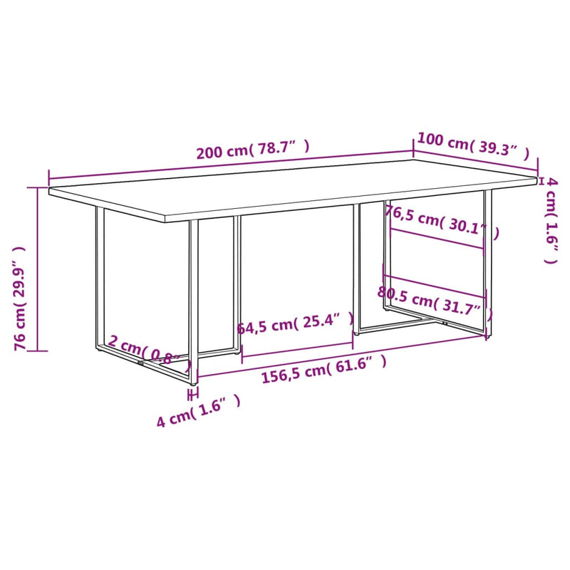 Dining Table 200 cm Solid Reclaimed Wood