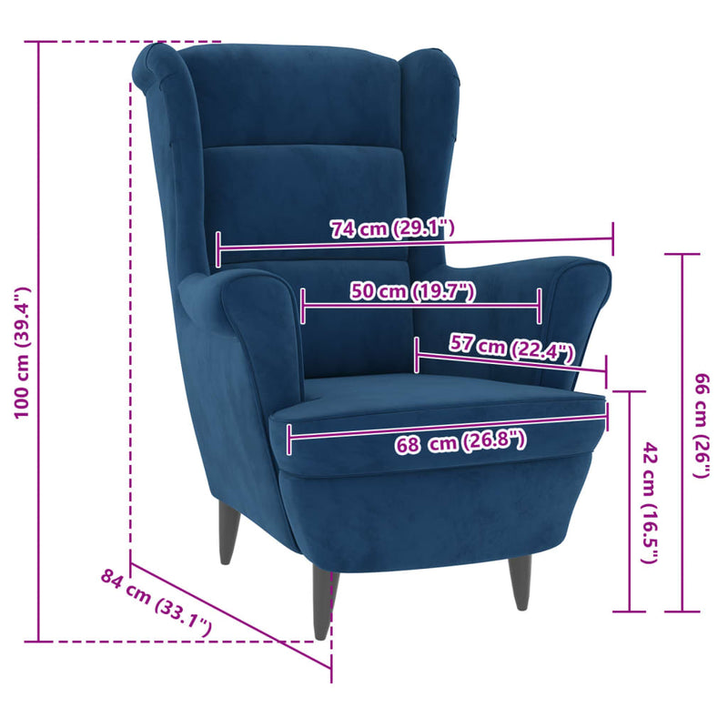 Armchair Blue Velvet