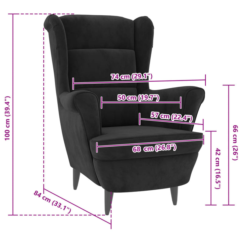 Armchair Black Velvet