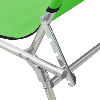 Folding Sun Lounger with Canopy Steel Apple Green