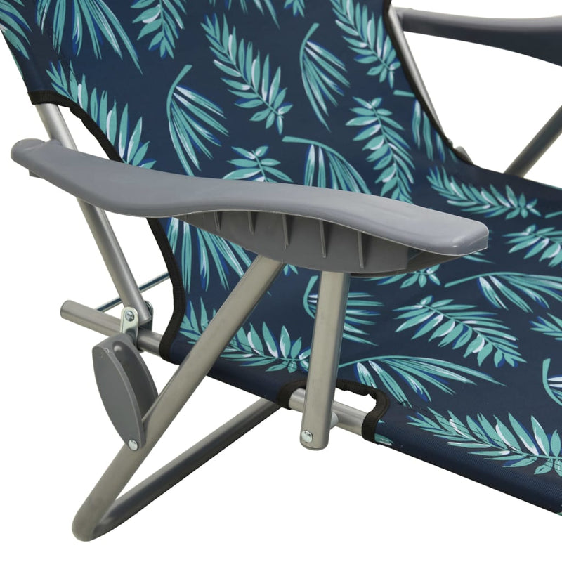 Sun Lounger with Canopy Steel Leaf Print