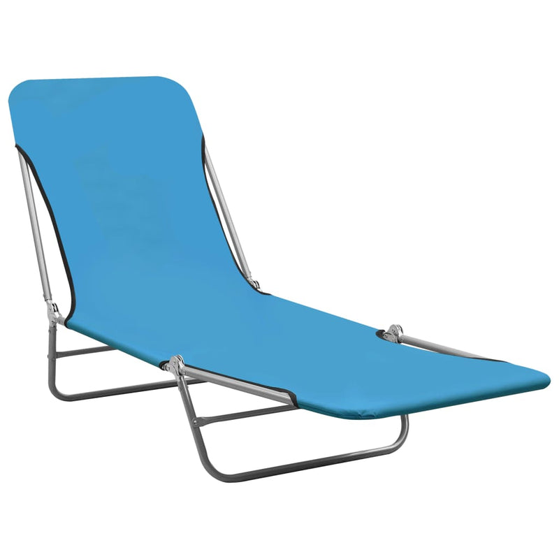 Folding Sun Loungers 2 pcs Steel and Fabric Blue