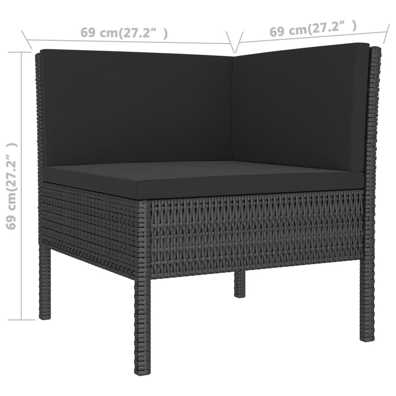 3 Piece Garden Lounge Set with Cushions Poly Rattan Black