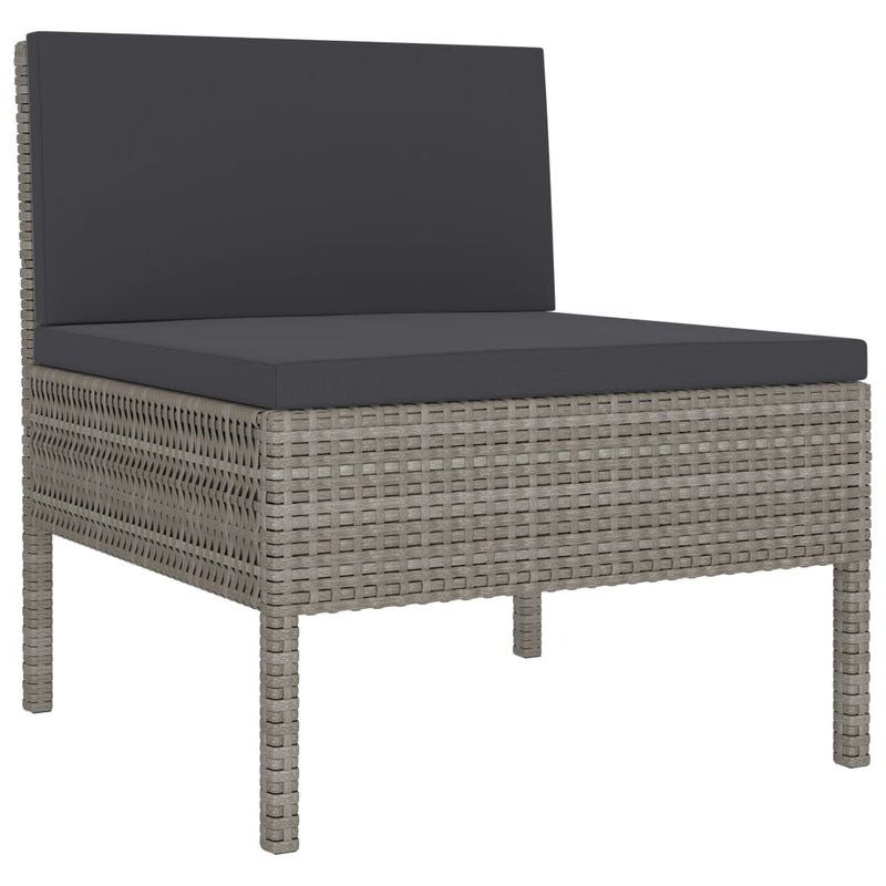 2 Piece Garden Lounge Set with Cushions Poly Rattan Grey