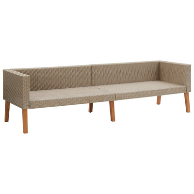 3-Seater Garden Sofa with Cushions Poly Rattan Beige