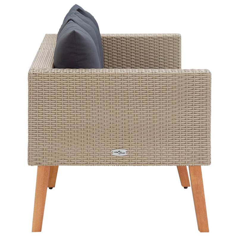 2-Seater Garden Sofa with Cushions Poly Rattan Beige