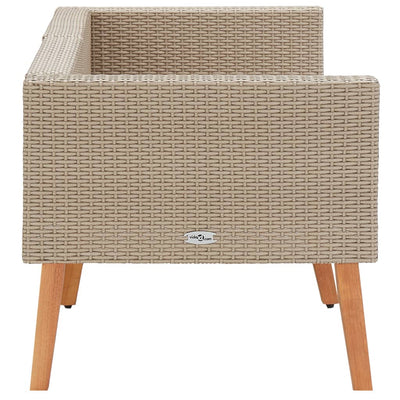 2-Seater Garden Sofa with Cushions Poly Rattan Beige