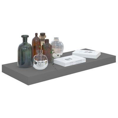 Floating Wall Shelf High Gloss Grey 60x23.5x3.8 cm MDF