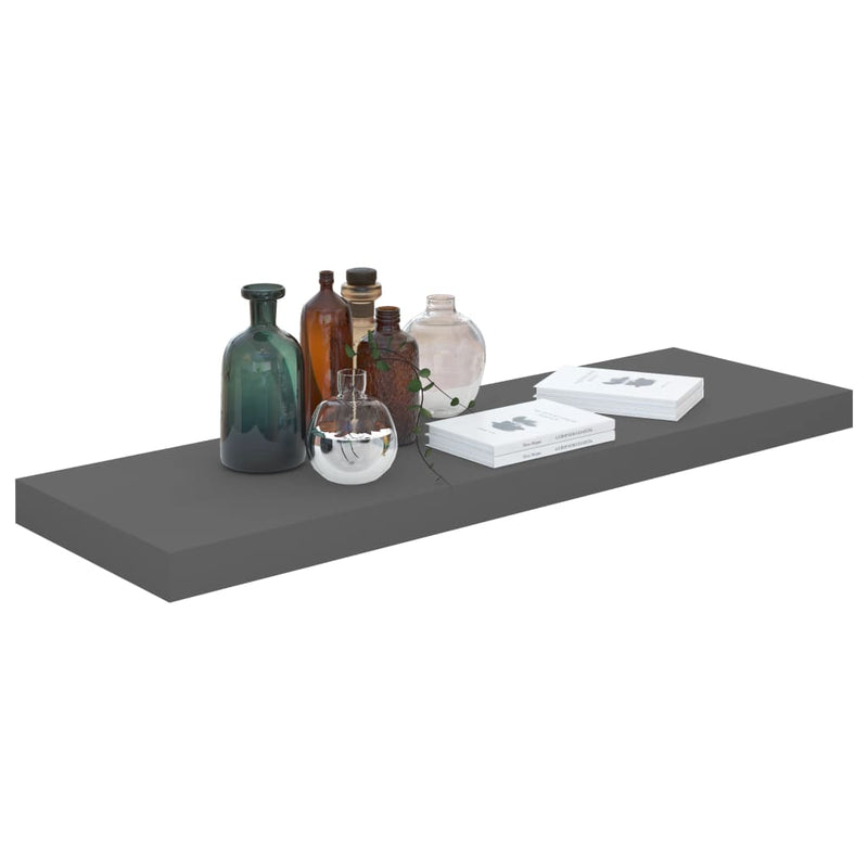 Floating Wall Shelf High Gloss Grey 80x23.5x3.8 cm MDF