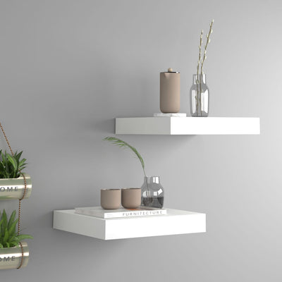 Floating Wall Shelves 2 pcs White 23x23.5x3.8 cm MDF