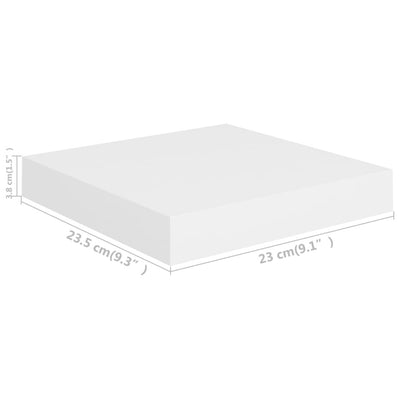 Floating Wall Shelves 4 pcs White 23x23.5x3.8 cm MDF