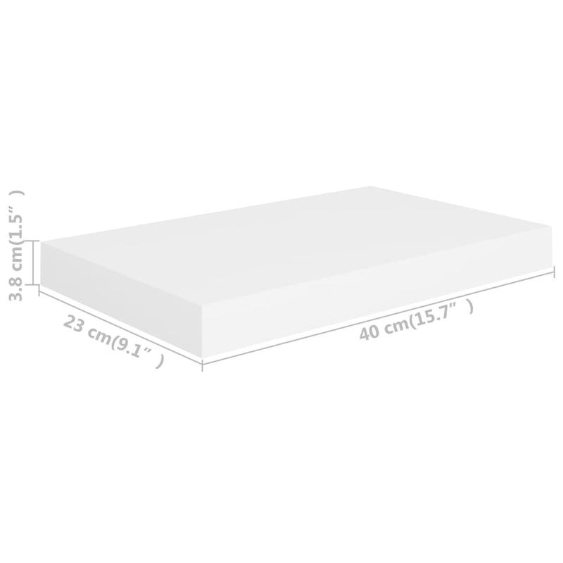 Floating Wall Shelves 2 pcs White 40x23x3.8 cm MDF