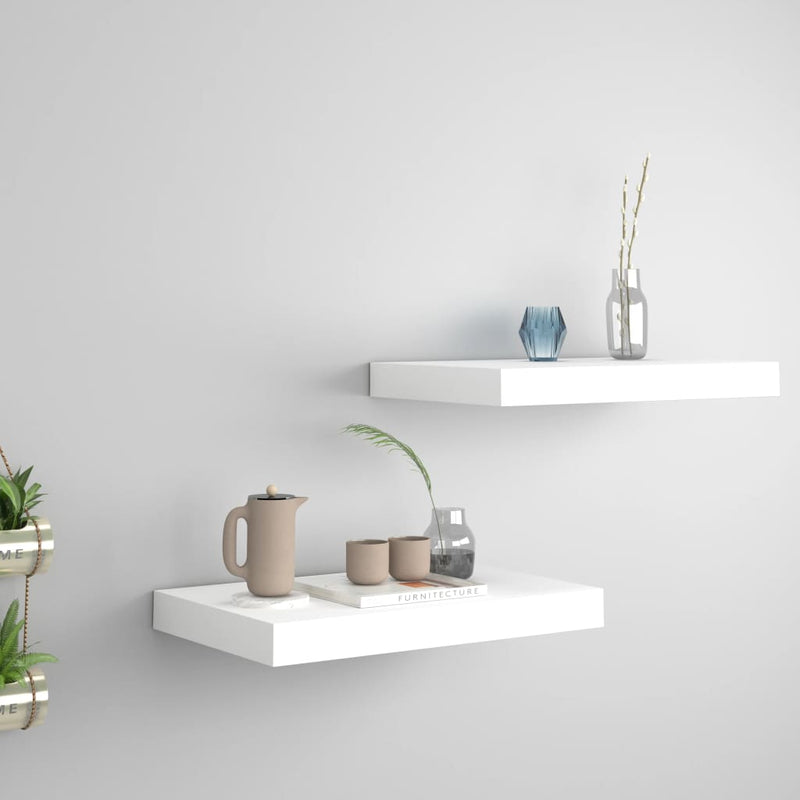 Floating Wall Shelves 2 pcs White 40x23x3.8 cm MDF