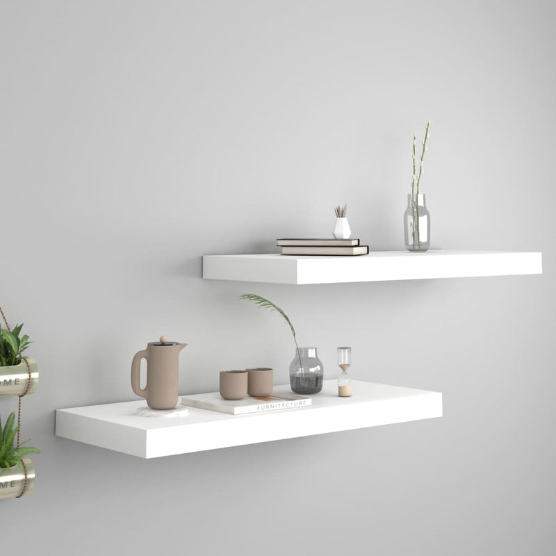 Floating Wall Shelves 2 pcs White 60x23.5x3.8 cm MDF