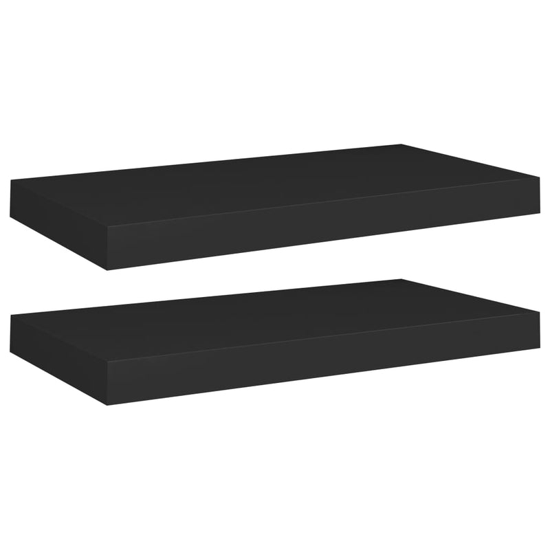 Floating Wall Shelves 2 pcs Black 50x23x3.8 cm MDF