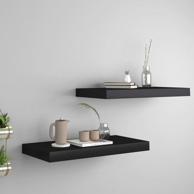 Floating Wall Shelves 2 pcs Black 50x23x3.8 cm MDF