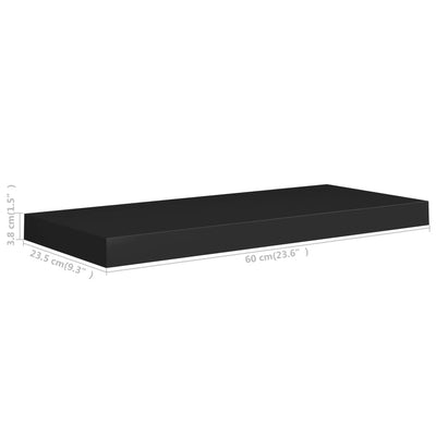 Floating Wall Shelf Black 60x23.5x3.8 cm MDF