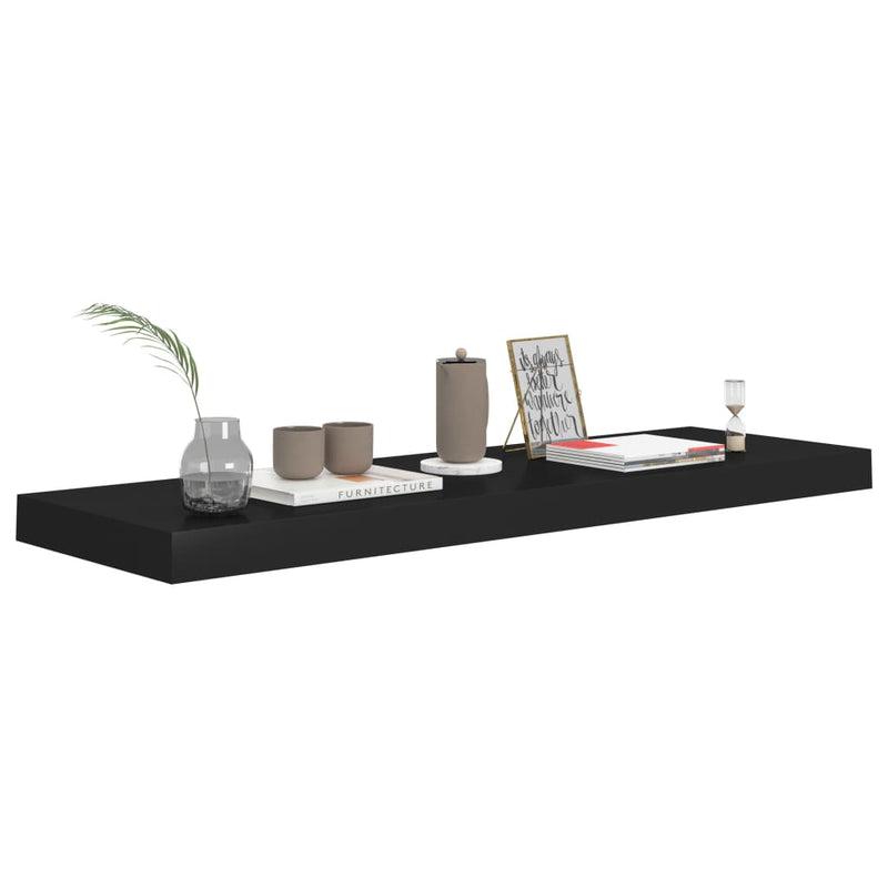 Floating Wall Shelf Black 80x23.5x3.8 cm MDF