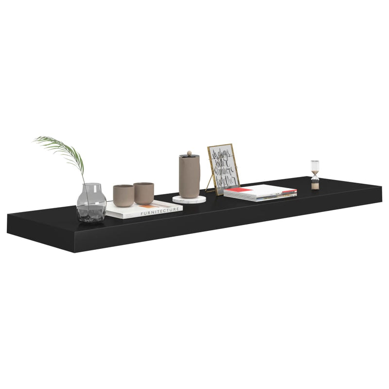 Floating Wall Shelf Black 90x23.5x3.8 cm MDF