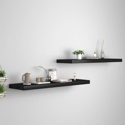 Floating Wall Shelves 2 pcs Black 90x23.5x3.8 cm MDF