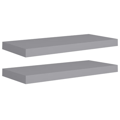 Floating Wall Shelves 2 pcs Grey 60x23.5x3.8 cm MDF