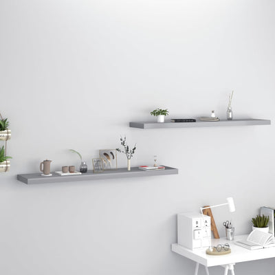 Floating Wall Shelves 2 pcs Grey 120x23.5x3.8 cm MDF