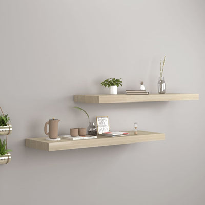 Floating Wall Shelves 2 pcs Oak 80x23.5x3.8 cm MDF