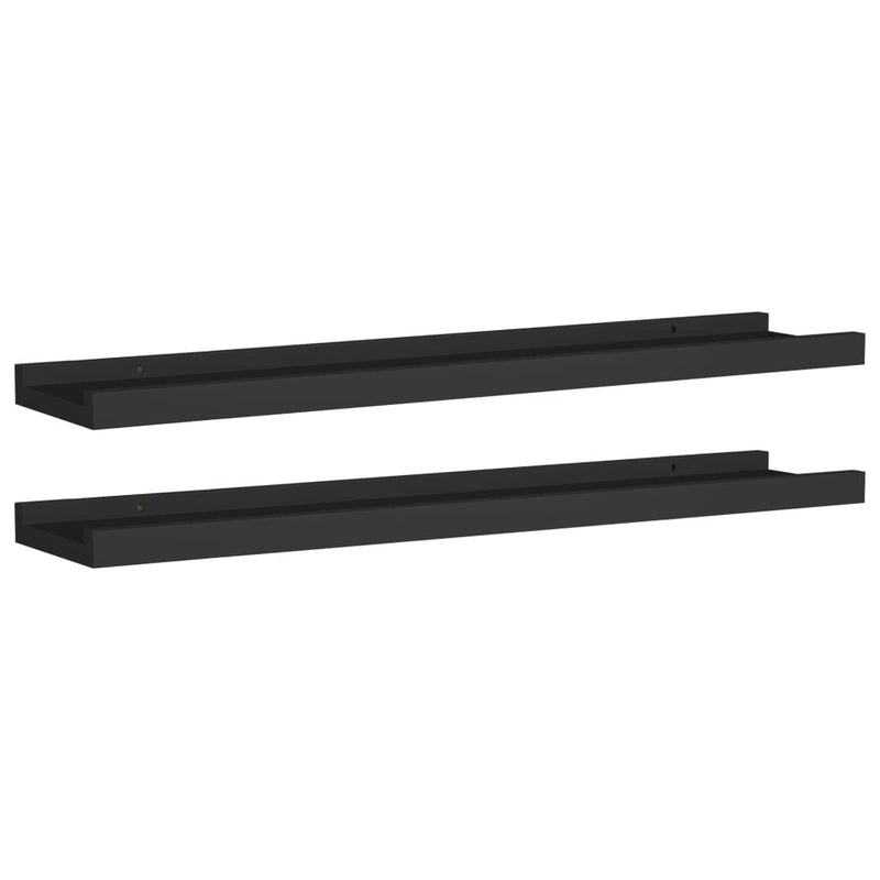 Picture Frame Ledge Shelves 2 pcs Black 60x9x3 cm MDF