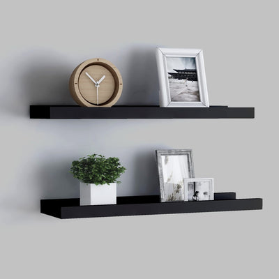 Picture Frame Ledge Shelves 2 pcs Black 60x9x3 cm MDF