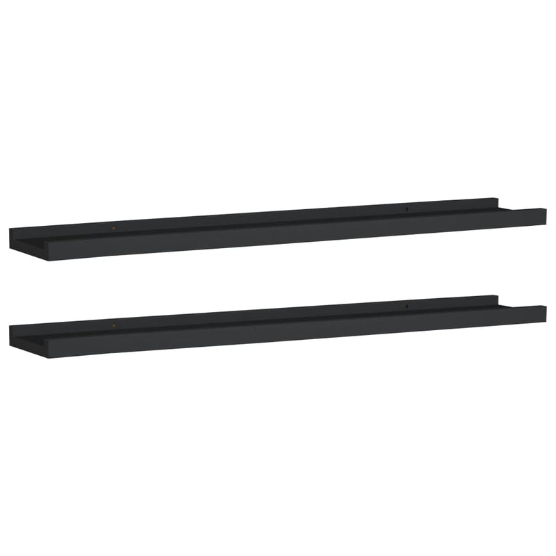 Picture Frame Ledge Shelves 2 pcs Black 80x9x3 cm MDF