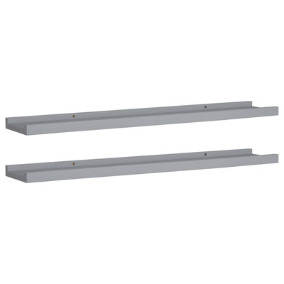 Picture Frame Ledge Shelves 2 pcs Grey 80x9x3 cm MDF